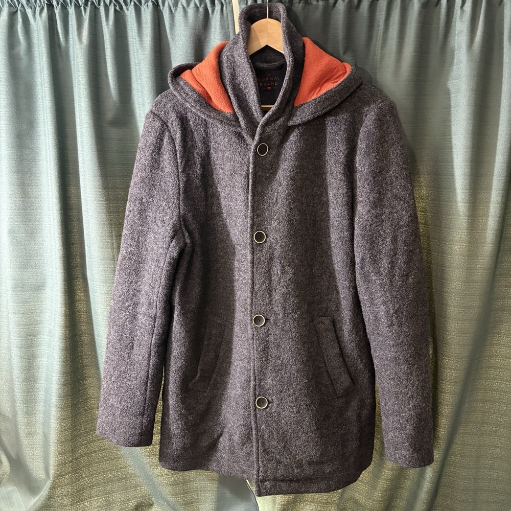 Normal Brand Balboa City Peacoat Mens Medium Gray Hood Wool—**READ**
